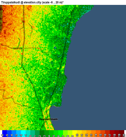 Zoom OUT 2x Tiruppālaikudi, India elevation map