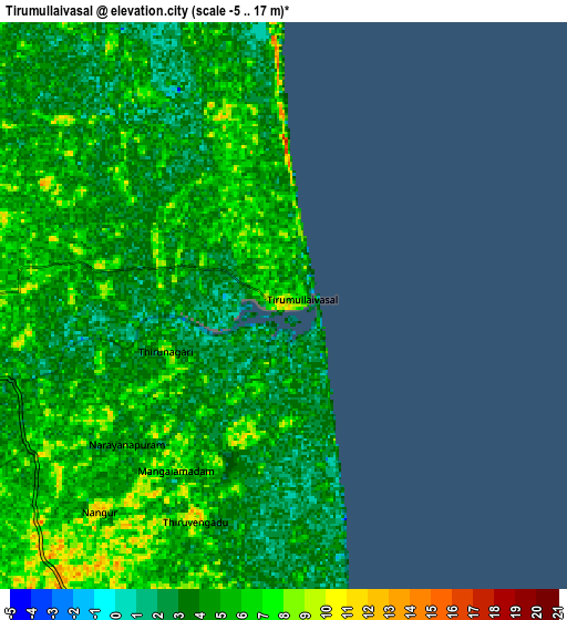 Zoom OUT 2x Tirumullaivāsal, India elevation map