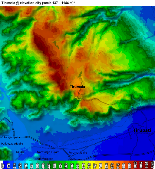 Zoom OUT 2x Tirumala, India elevation map