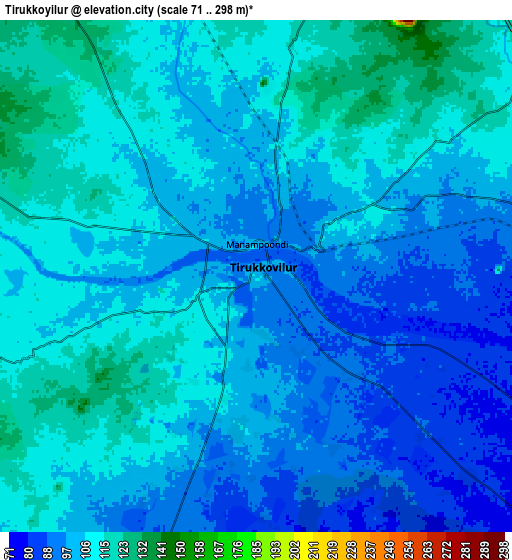 Zoom OUT 2x Tirukkoyilur, India elevation map