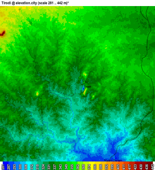 Zoom OUT 2x Tirodi, India elevation map