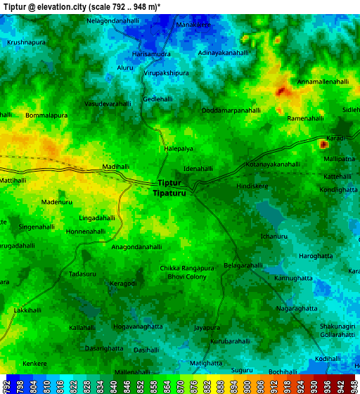 Zoom OUT 2x Tiptūr, India elevation map