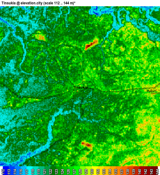 Zoom OUT 2x Tinsukia, India elevation map