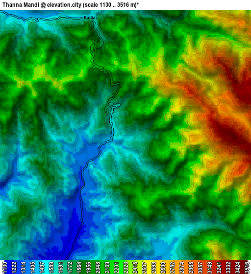 Zoom OUT 2x Thanna Mandi, India elevation map