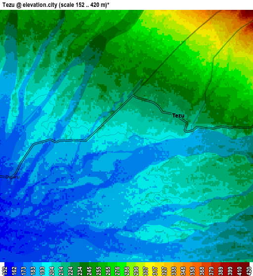 Zoom OUT 2x Tezu, India elevation map