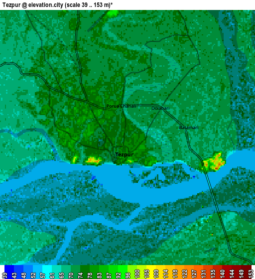 Zoom OUT 2x Tezpur, India elevation map