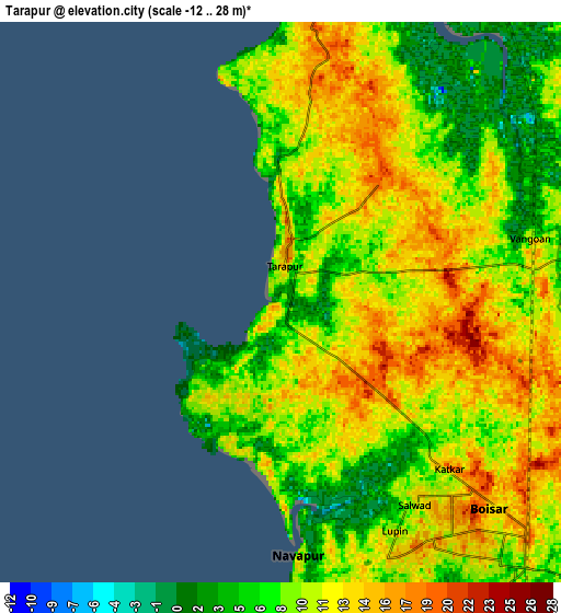 Zoom OUT 2x Tārāpur, India elevation map