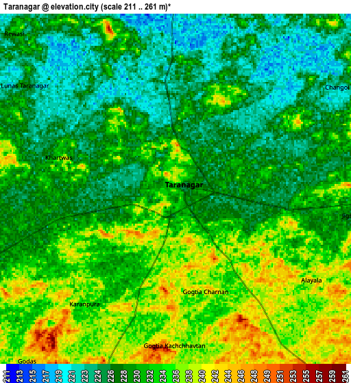 Zoom OUT 2x Tārānagar, India elevation map