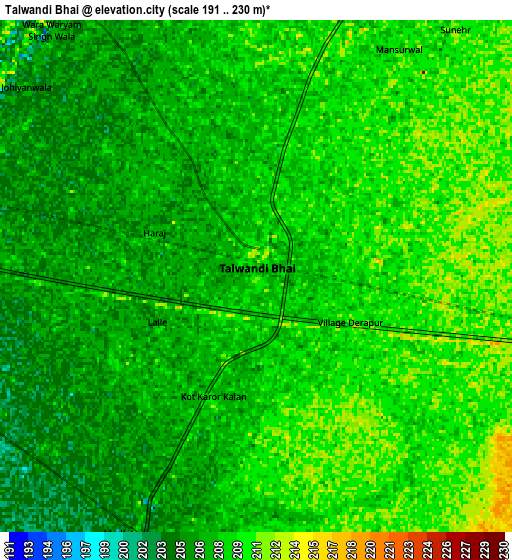 Zoom OUT 2x Talwandi Bhai, India elevation map