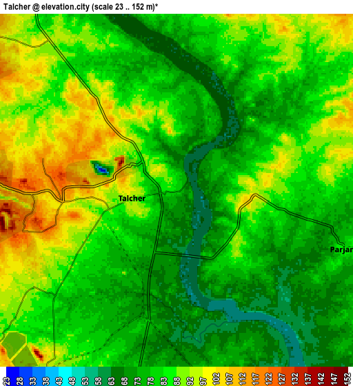 Zoom OUT 2x Tālcher, India elevation map