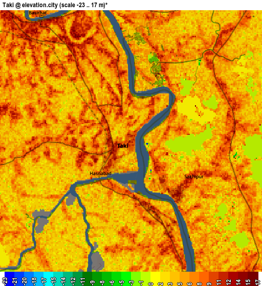 Zoom OUT 2x Tāki, India elevation map