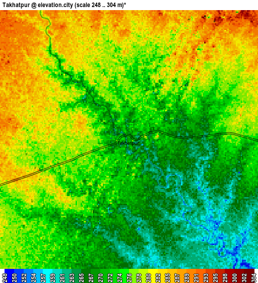 Zoom OUT 2x Takhatpur, India elevation map