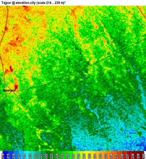 Zoom OUT 2x Tājpur, India elevation map