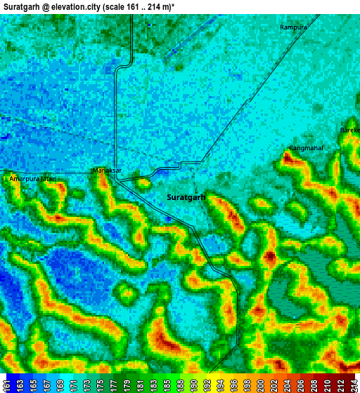 Zoom OUT 2x Sūratgarh, India elevation map
