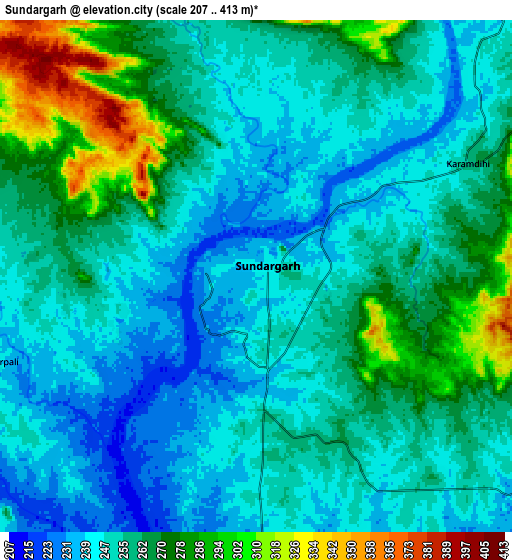 Zoom OUT 2x Sundargarh, India elevation map