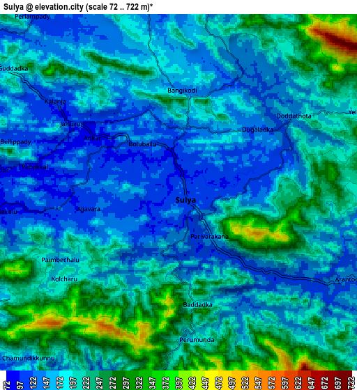 Zoom OUT 2x Sulya, India elevation map