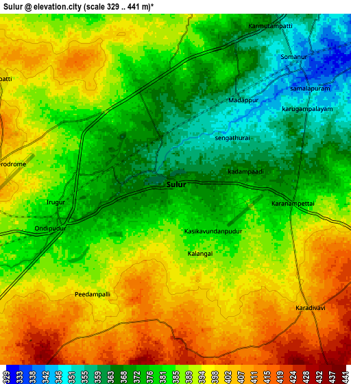 Zoom OUT 2x Sulur, India elevation map