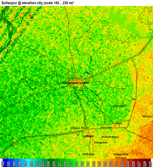 Zoom OUT 2x Sultanpur, India elevation map