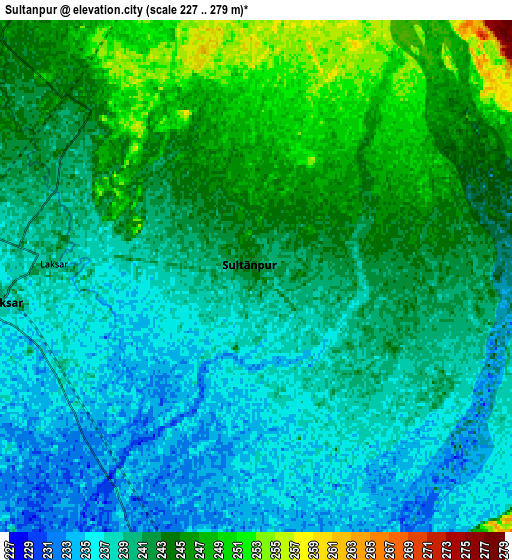 Zoom OUT 2x Sultānpur, India elevation map