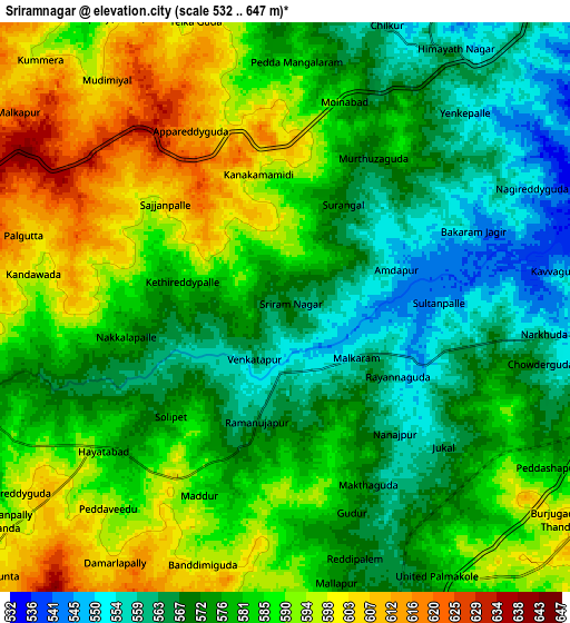 Zoom OUT 2x Srīrāmnagar, India elevation map