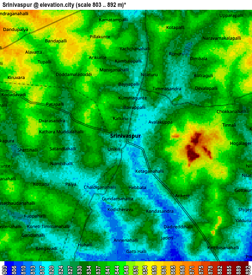 Zoom OUT 2x Srīnivāspur, India elevation map