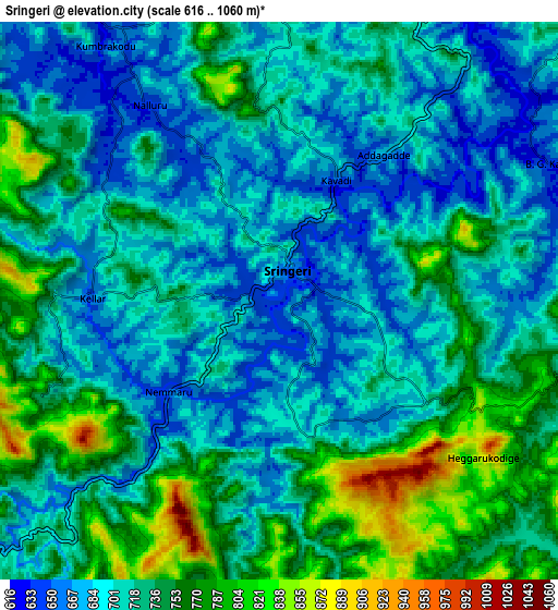 Zoom OUT 2x Sringeri, India elevation map