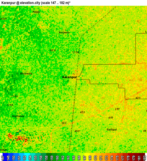 Zoom OUT 2x Karanpur, India elevation map