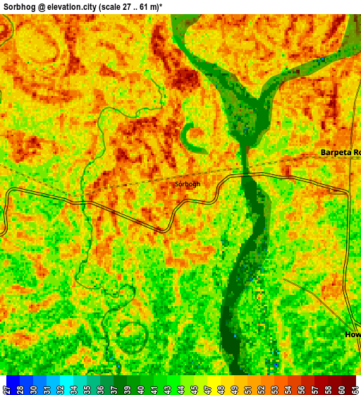 Zoom OUT 2x Sorbhog, India elevation map