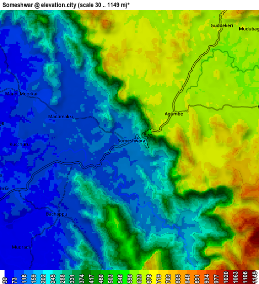 Zoom OUT 2x Someshwar, India elevation map