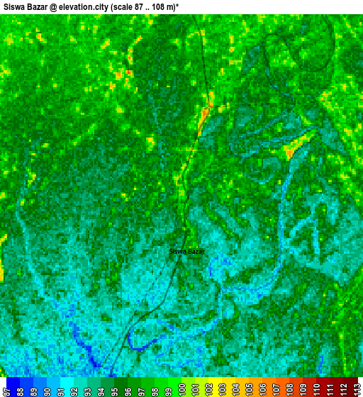 Zoom OUT 2x Siswā Bāzār, India elevation map