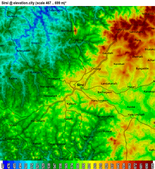 Zoom OUT 2x Sirsi, India elevation map