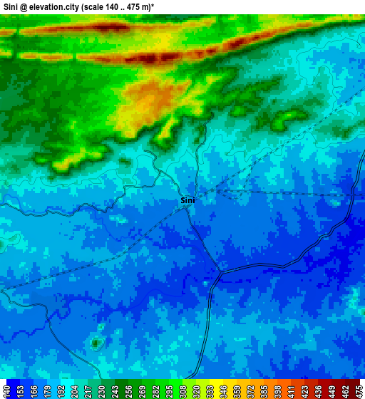 Zoom OUT 2x Sini, India elevation map