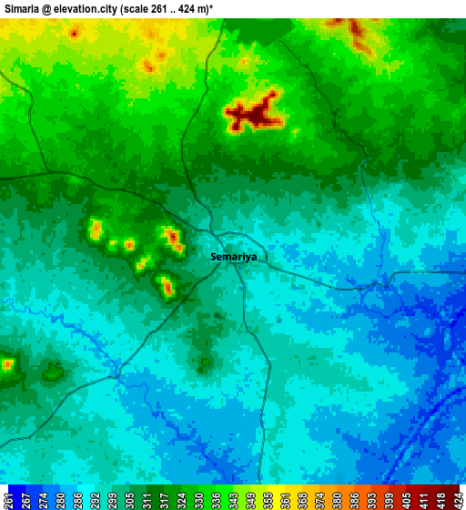 Zoom OUT 2x Simaria, India elevation map