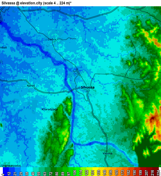 Zoom OUT 2x Silvassa, India elevation map