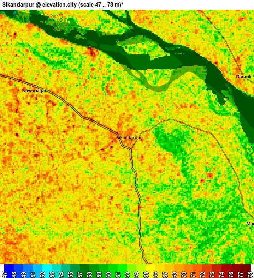 Zoom OUT 2x Sikandarpur, India elevation map