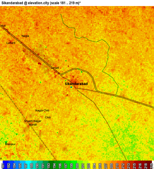 Zoom OUT 2x Sikandarābād, India elevation map