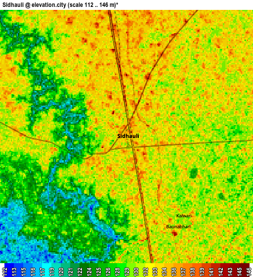 Zoom OUT 2x Sidhaulī, India elevation map