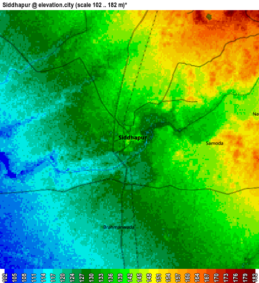 Zoom OUT 2x Siddhapur, India elevation map