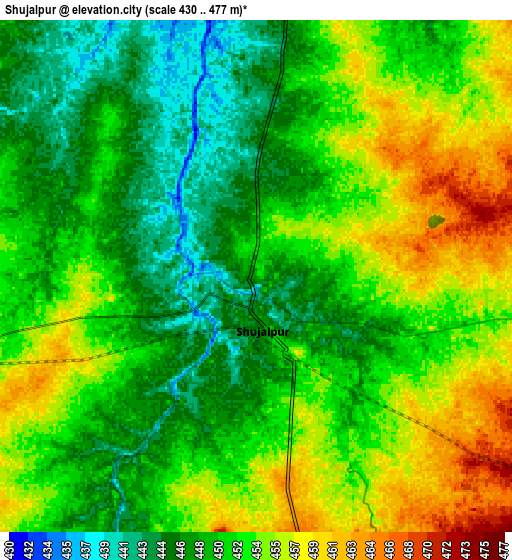 Zoom OUT 2x Shujālpur, India elevation map