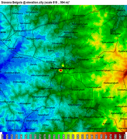 Zoom OUT 2x Srāvana Belgola, India elevation map