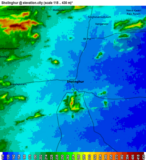Zoom OUT 2x Sholinghur, India elevation map