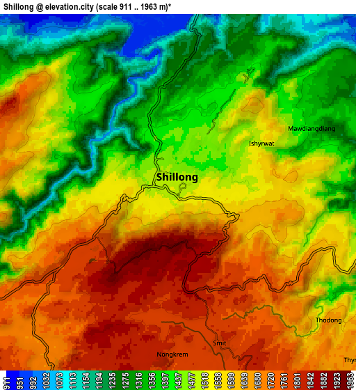 Zoom OUT 2x Shillong, India elevation map