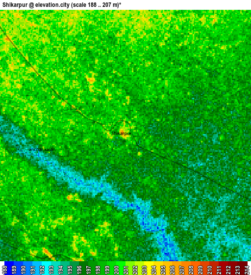 Zoom OUT 2x Shikārpūr, India elevation map