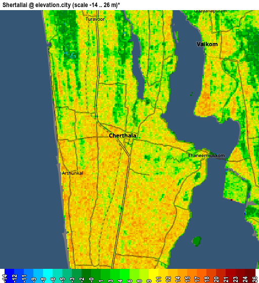 Zoom OUT 2x Shertallai, India elevation map