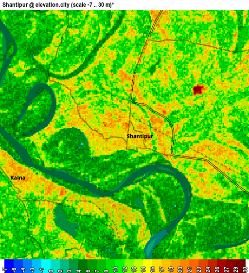 Zoom OUT 2x Shāntipur, India elevation map