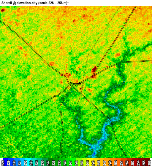 Zoom OUT 2x Shāmli, India elevation map