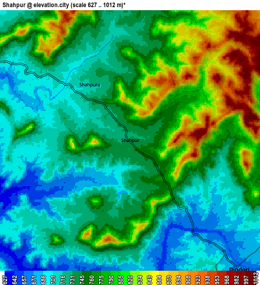 Zoom OUT 2x Shāhpur, India elevation map