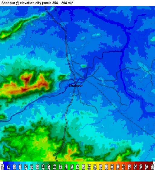 Zoom OUT 2x Shāhpur, India elevation map