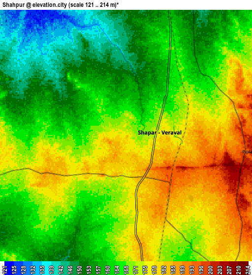 Zoom OUT 2x Shāhpur, India elevation map