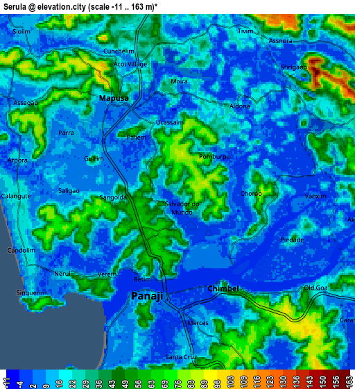 Zoom OUT 2x Serula, India elevation map